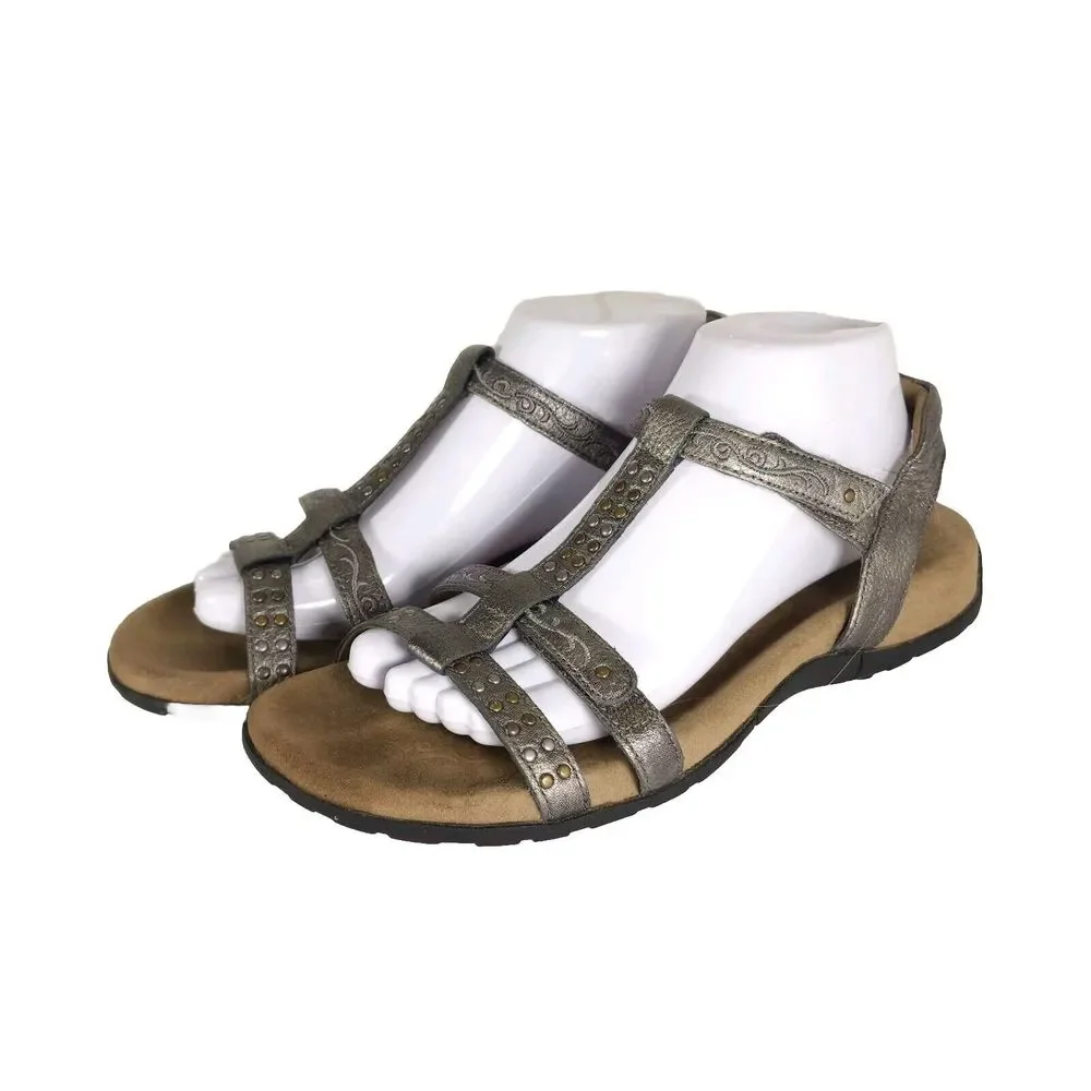 Taos Women’s Trophy US9 Metallic BronzeLeather Flat Strappy Sandals Shoes